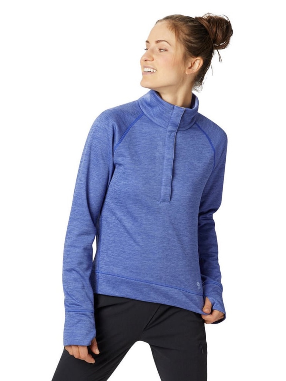 NWT Mountain Hardwear Women's Heathered Blue Half‑Zip Pullover